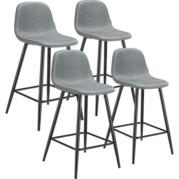 Barstol Willow med ryglæn, polstret - Sæt med 4 stk. Dark grey