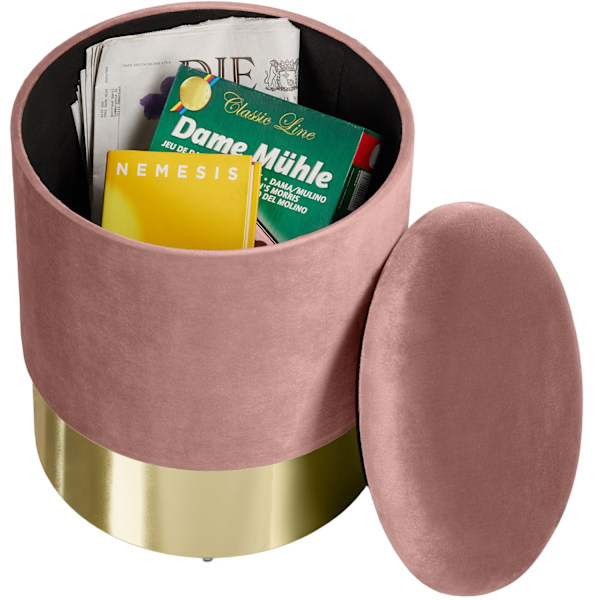 tectake Skammel Sarina med opbevaringsplads -  lyserød Light pink