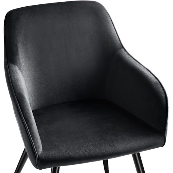 tectake Stol Marilyn velour -  sort Black