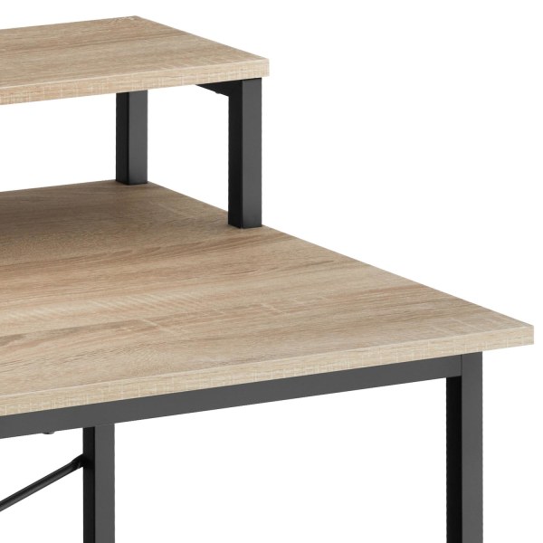 tectake Skrivebord med hylde og stofpose -  Industrielt lyst træ Light brown