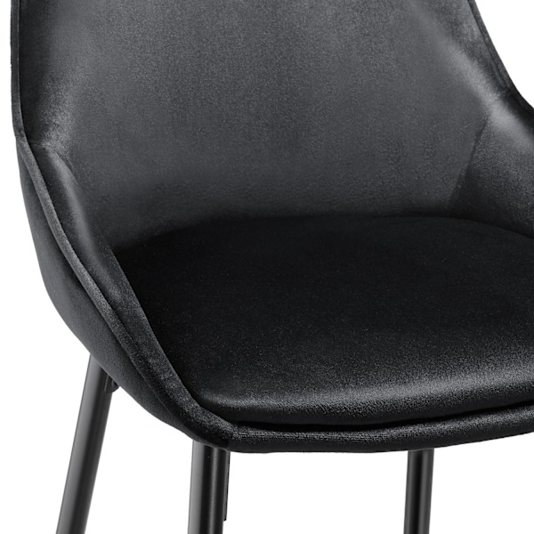 Barstol Siera med rygstøtte - Velour sort/sort,Sæt med 2 stk. Velour sort/sort