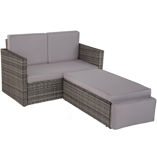 tectake Polyrattan havesofasæt Korfu -  grå Grey