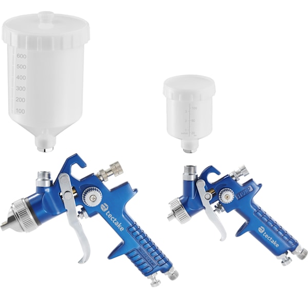 tectake 2x HVLP Lakpistol 1.7 +1,0 mm + 1 liter silikonefjerner Blue