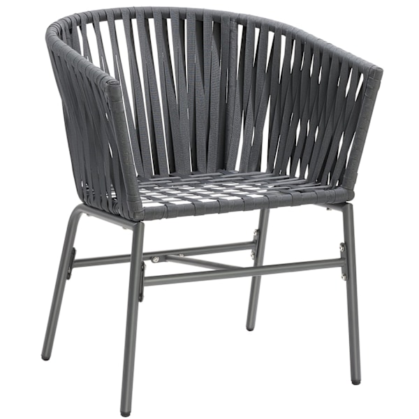tectake Havestole Valeiras i rebdesign, 60x61x77cm - Sæt med 2 stk. Sæt med 2 stk. mørkegrå/mørkegrå