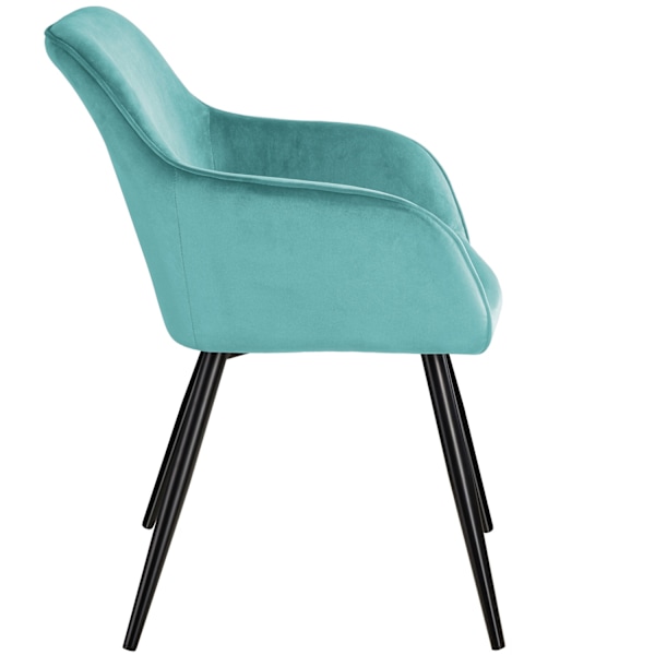 tectake Stol Marilyn velour -  turkis/sort Turquoise