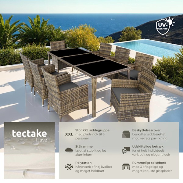 tectake Polyrattan loungesæt Menorca -  natur Nature