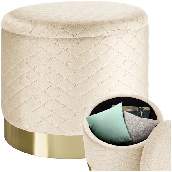 tectake Skammel Coco med opbevaringsplads -  creme Cream