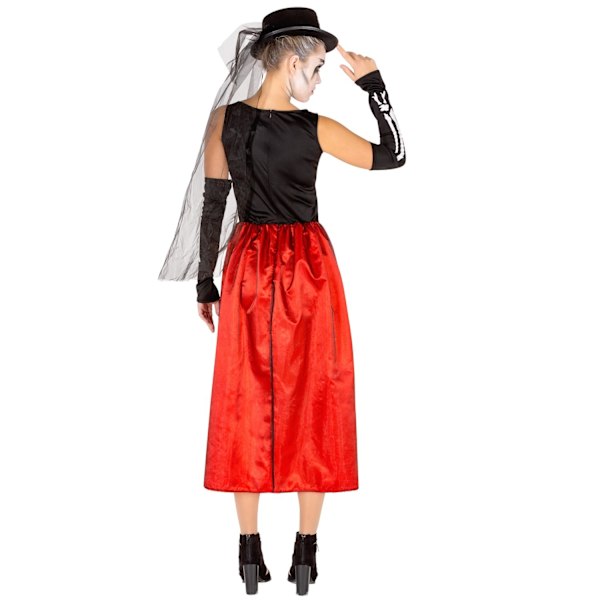 tectake Skelet med tophat Halloweenkostume Red M