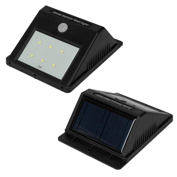 tectake 2x LED lampe med bevægelsessensor og solceller Black