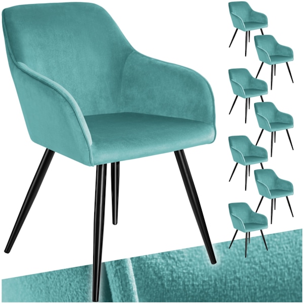 tectake Stol Marilyn velour -  turkis/sort Turquoise