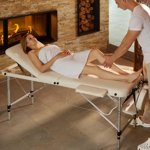 tectake Massagebriks med 3 zoner, 5 cm polstring og taske -  bei Beige