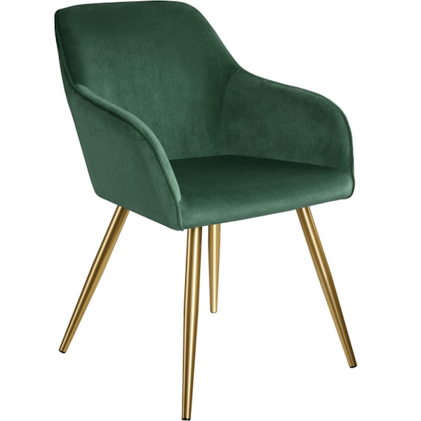 tectake Stol Marilyn velour, guld -  mørkegrøn/guld Dark green