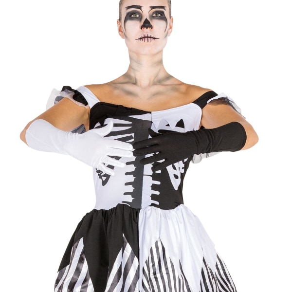 tectake Sort-hvid skelet halloweenkostume White S