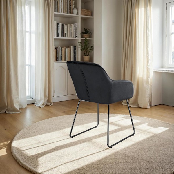 Spisebordsstol Jeane, velour - Velour sort/sort,Sæt med 6 stk. Velour sort/sort