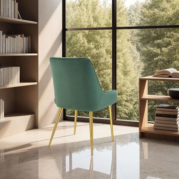 tectake Spisebordsstol Avane, velour, bæreevne 120 kg -  grøn Green
