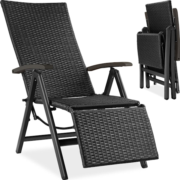 tectake Havestol Brisbane med fodstøtte -  sort Black