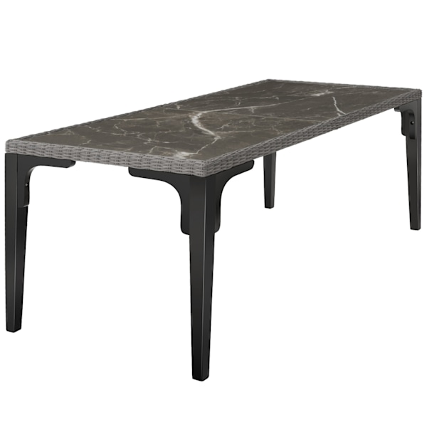 tectake Polyrattan havebord Foggia med 6 stole Rosarno -  grå Grey