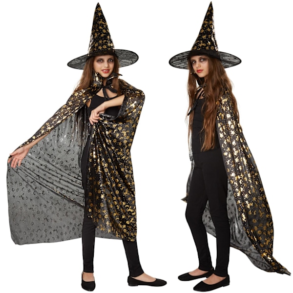 tectake Unisex børnesæt med hat og kappe Halloween - 60 cm 60 cm Gold one size