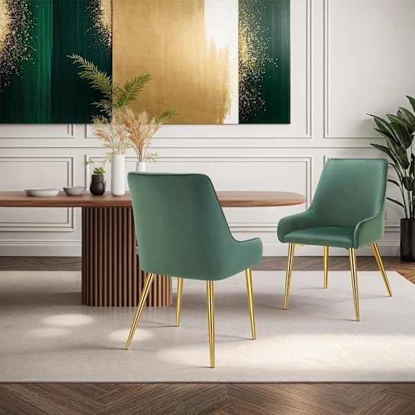 tectake Spisebordsstol Avane, velour, bæreevne 120 kg -  grøn Green