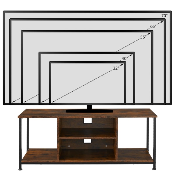 tectake Tv-bord med 4 åbne rum og justerbar hylde - 120 cm Dark brown