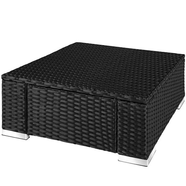 tectake Polyrattan puf med hynde -  sort/grå Grey