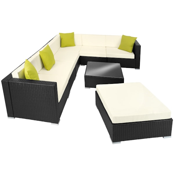 tectake Polyrattan loungesæt Marbella -  sort Black