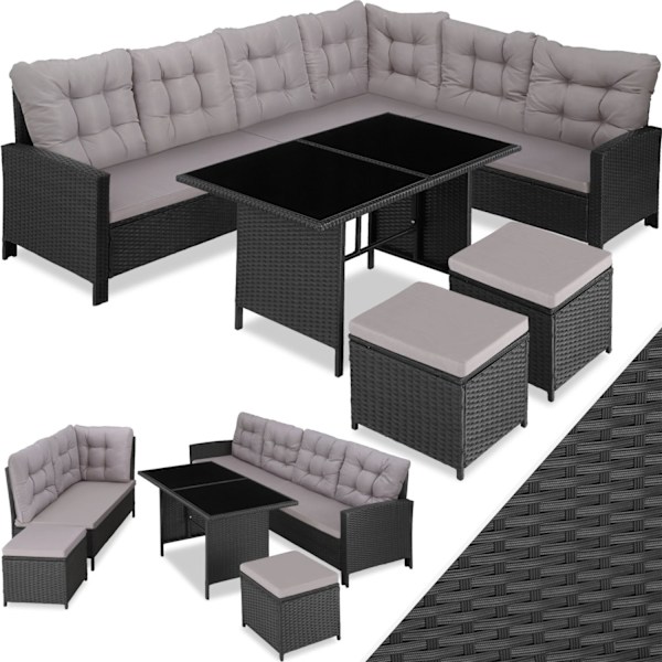 tectake Polyrattan havemøbelsæt Barletta -  sort Black