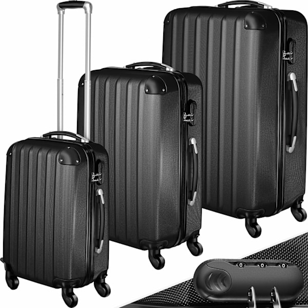 tectake Kuffertsæt hardcase -  sort Black one size