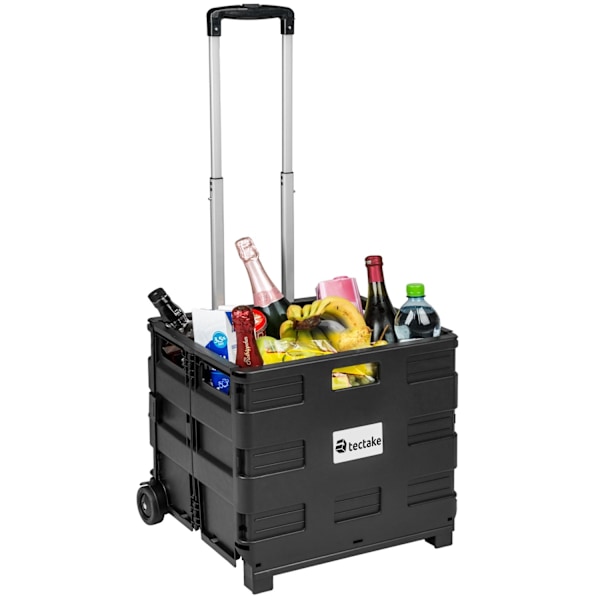 tectake Indkøbstrolley foldbar Black
