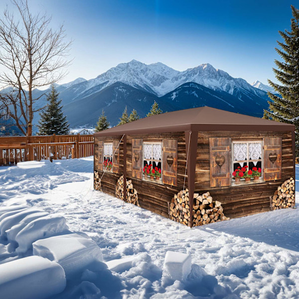Pavillon Almchalet med aftagelige sidepaneler - 6 m Brown