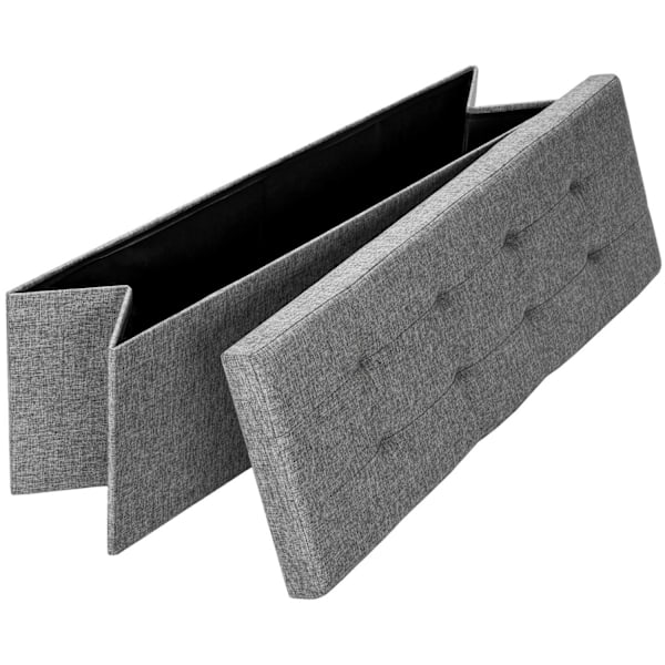 tectake Foldbar puf med opbevaring 110x38x38cm -  lysegrå Light grey