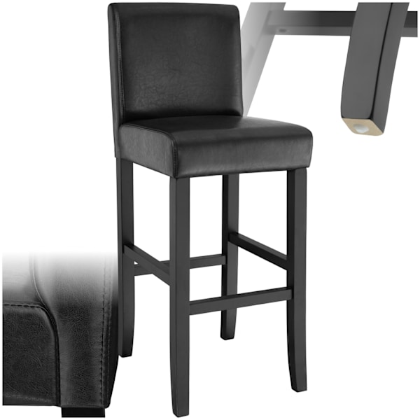 tectake Barstol med ryglæn -  sort Black