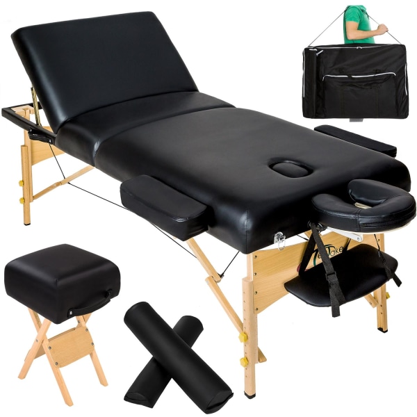 tectake Massagebriks med 3 zoner 10cm polstring + ruller + skamm Black