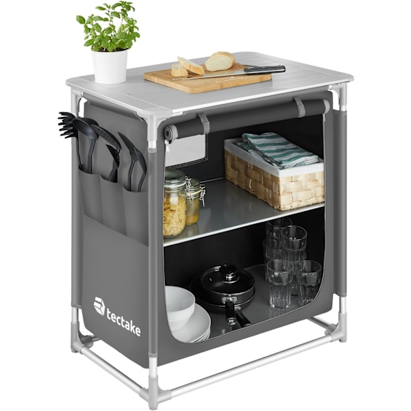 tectake Campingkøkken Premium med 2 rum -  grå Grey