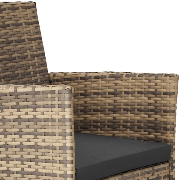 tectake 2 polyrattan havestole + hynder med 2 sæt betræk -  natur/mørkegrå Dark grey