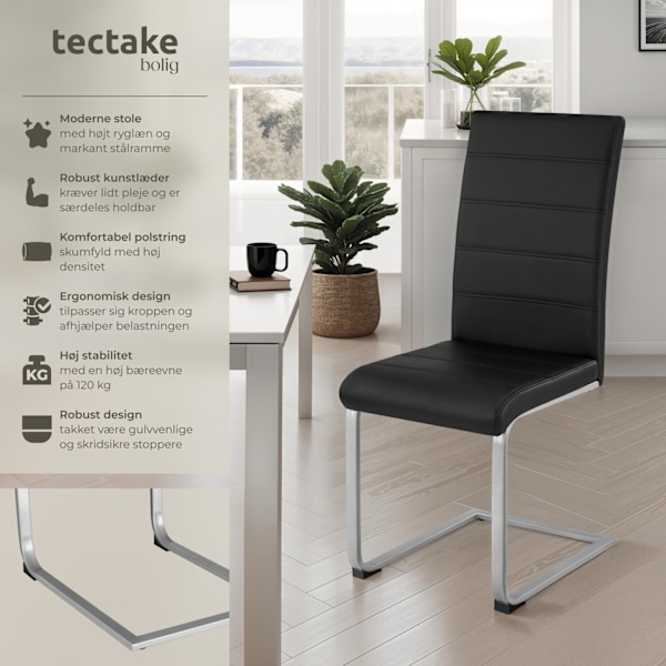 tectake Spisebordsstol Bettina, sæt -  sort Black