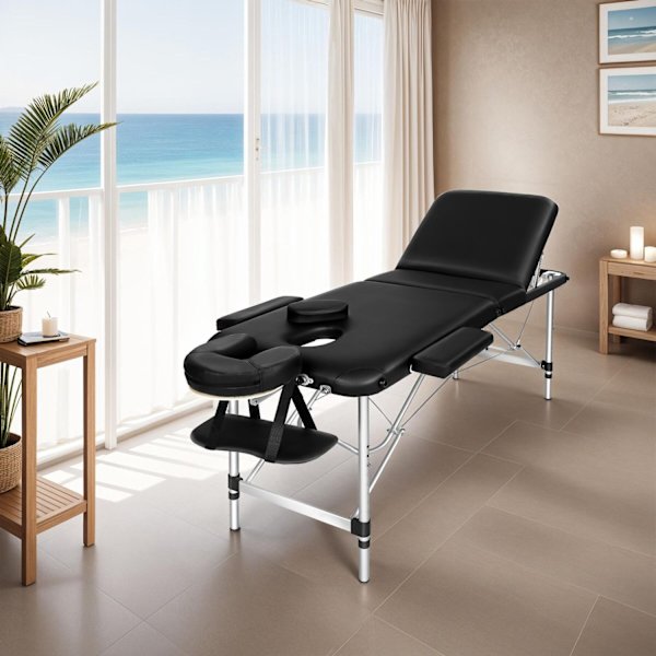 tectake Massagebriks i aluminium med 3 zoner, 5 cm polstring + taske -  sort Black