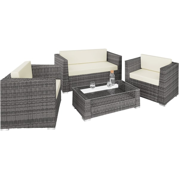 tectake Polyrattan loungesæt München -  grå Grey