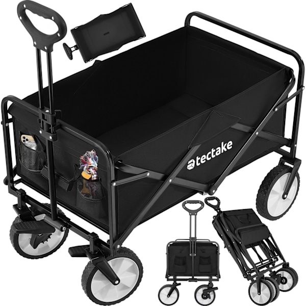 tectake Trækvogn foldbar Leon, bæreevne 80 kg -  sort Black