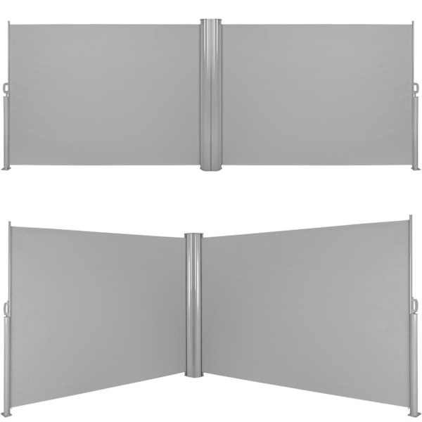 tectake Dobbelt læhegn i aluminium og polyester - 160 x 600 cm Grey