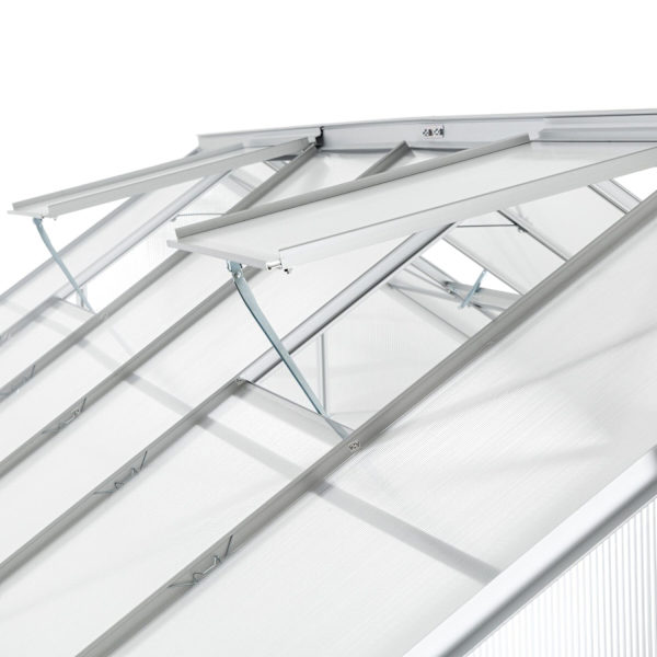 tectake Drivhus af aluminium med fundament, 185x375x195cm Transparent