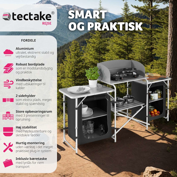 tectake Udendørs køkken XXL med 5 rum -  sort Black