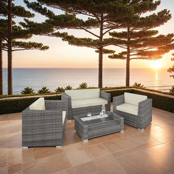 tectake Polyrattan loungesæt München -  grå Grey