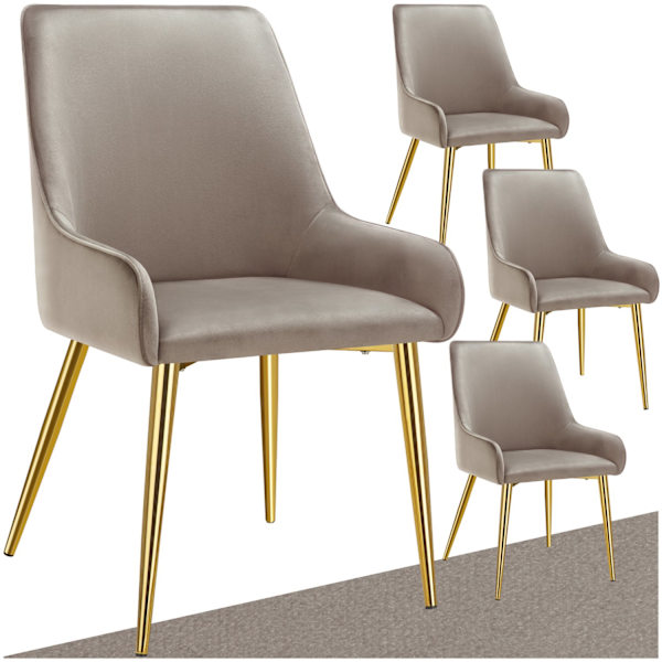 tectake Spisebordsstol Avane, velour, bæreevne 120 kg -  taupe taupe