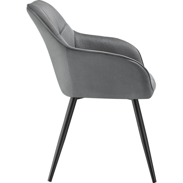 tectake Stol Marilyn, velour, quiltet -  grå/sort Black