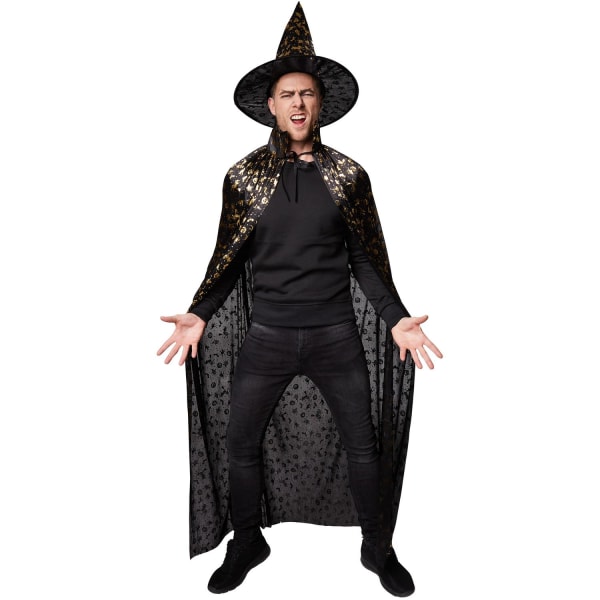 tectake Unisex voksne sæt med hat og kappe Halloween - 150 cm 15 Black one size