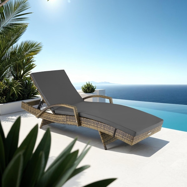 tectake Polyrattan liggestol Océane -  natur Nature