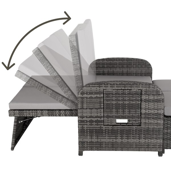 tectake Polyrattan havesofa Kreta med overtræk -  grå Grey