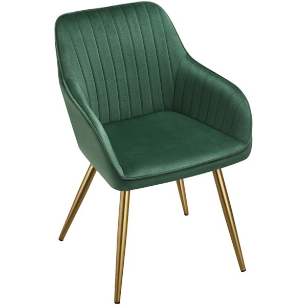 tectake Stol Marilyn, velour, quiltet -  mørkegrøn/guld Dark green