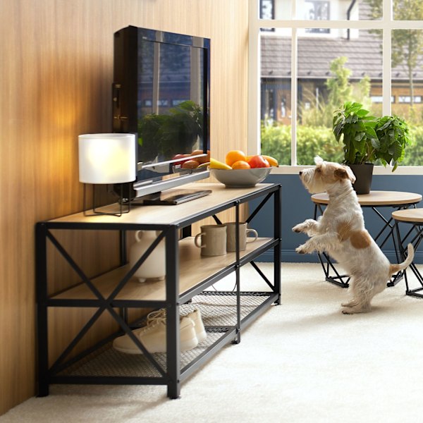 tectake Tv-bord - 161 cm Light brown